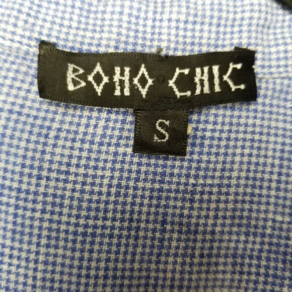 Boho Chic Shirt Womens Small Blue 100% Linen Button Up Long Sleeve - Picture 2 of 12